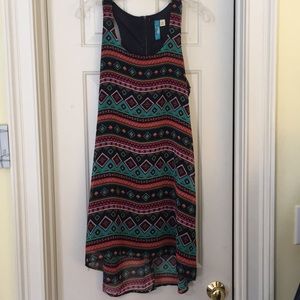 Buttons Patterned Sleeveless Dress